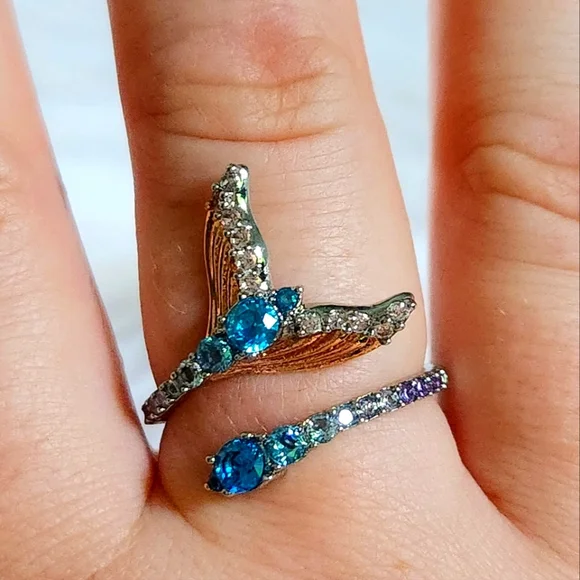 NWT Bomb Party 'Atlantis Bound' Mixed Metal Multicolor Wrap Ring - Size 9 - Picture 9 of 11